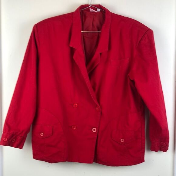 VTG VIntage Red Blazier Lined Sports Coat 4 Button Suit Jacket Pockets - Size M - Picture 1 of 14